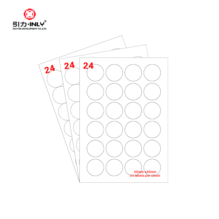 PriceList for Foil Sticker Label -
 A4 24 up circle label sticker paper Laser/Inkjet Label address label – Inlytek